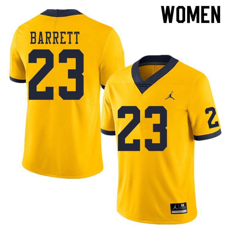 Women #23 Michael Barrett Michigan Wolverines College Football Jerseys Sale-Yellow